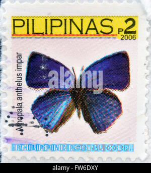 Philippinen - CIRCA 2007: Einen Stempel in den Philippinen zeigt Bild eines Schmetterlings, Arhopala Anthelus impar, ca. 2007 gedruckt Stockfoto