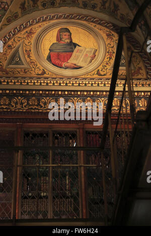 Innenansicht des Mr.Morgan der Bibliothek in Morgan Library & Museum, Manhattan, New York City, USA Stockfoto