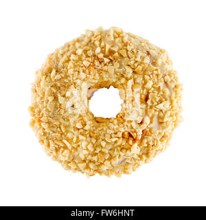 Weiße Schokolade Donut mit Nüssen bestreut Stockfoto