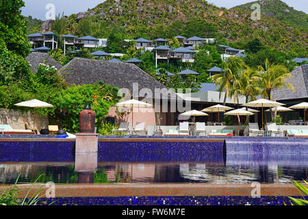 Das 5 Sterne Luxushotel verlost, Seychellen, Insel Praslin, Seychellen Stockfoto