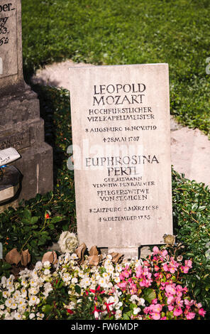 Leopold Mozart, Euphrosina Pertl Grab, St. Sebastian Kirche Kloster, Salzburg. Die Gräber von 1787 Leopold Mozart, Stockfoto
