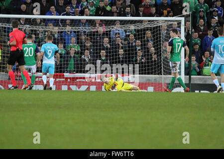 28. März 2016 - Vauxhall internationale Herausforderung (Freundschaftsspiel). Nordirland 1 Slowenien 0. Roy Carroll - Nordirland Stockfoto