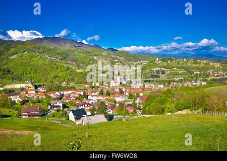 Kroatische grüne Region Zagorje Panoramablick in der Nähe von Krapina Stockfoto