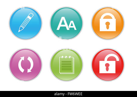 Satz von Symbolen für das Web mit verschiedenen Symbolen Stockfoto