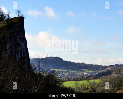 Schwindlig Höhen High Tor Matlock Bath Peak District National Park, Derbyshire Stockfoto