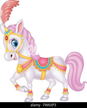Niedliche Zirkus Pferd isoliert auf weißem Hintergrund Stock Vektor