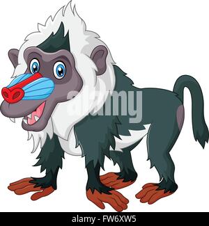 Niedliche Pavian isoliert auf weißem Hintergrund Stock Vektor