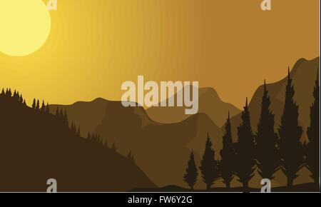 Silhouette des Berges bei Sonnenaufgang Stock Vektor