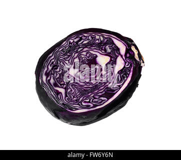 Rotkohl auf weißem Hintergrund. Stockfoto