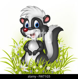 Cartoon-Stinktier auf Rasen Hintergrund Stock Vektor