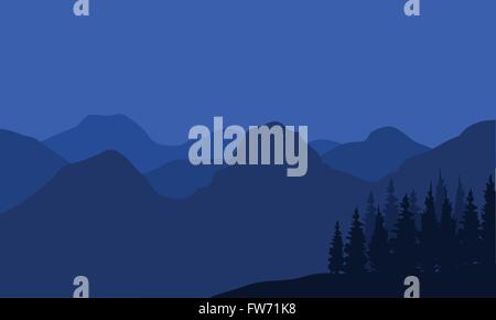 Bergsilhouette in der Nacht Stock Vektor