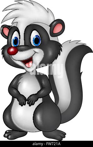 Karikatur lustige Stinktier isoliert auf weißem Hintergrund Stock Vektor