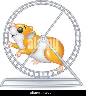 Niedliche Hamster im Rad Rollen laufen Stock Vektor