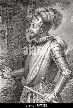 Vasco Núñez de Balboa, 1475-1519.  Spanische Eroberer und Entdecker.  Nach einem 19. Jahrhundert Gravur. Stockfoto