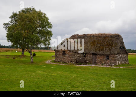 Alte Leanach-Hütte auf dem Schlachtfeld von Culloden Stockfoto