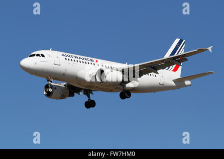 AIRFRANCE, Airbus A319, F-GRXC, Flug AF1150 von Paris im Endanflug nach Flughafen Kastrup, Kopenhagen, Kopenhagen, Dänemark Stockfoto