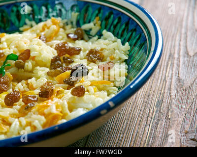 Qabul Sweet Reis - afghanischen Reis mit Rosinen Stockfoto