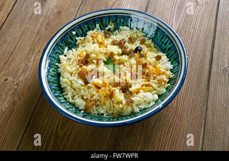 Qabul Sweet Reis - afghanischen Reis mit Rosinen Stockfoto