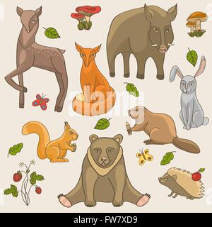 Handzeichnung Tiere Set - Vektor-Illustration. EPS 8 Stock Vektor