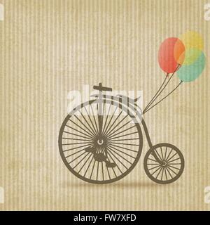 Bike mit Ballons Retro-gestreiften Hintergrund - Vektor-Illustration. EPS 10 Stock Vektor