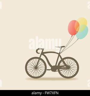 Fahrrad mit Luftballons - Vektor-Illustration. EPS 10 Stock Vektor