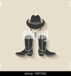 Cowboy-Hut-Stiefel-Symbol - Vektor-Illustration. EPS 10 Stock Vektor