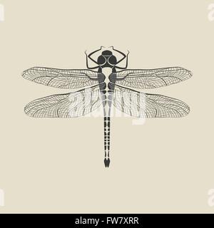 schwarze Libelle Insekt - Vektor-Illustration. EPS 8 Stock Vektor