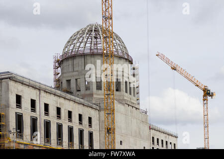 Berlin, Deutschland - 30. März 2016: Baustelle des Wiederaufbaus des Berliner Stadtschlosses (Berliner Stadtschloss) Stockfoto