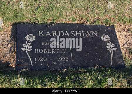 Letzte Ruhestätten - Inglewood Friedhof Park Berühmtheit.  Mit: Robert Kardashian Where: Inglewood, Kalifornien, Vereinigte Staaten, wenn: 1. März 2016 Stockfoto