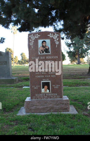 Letzte Ruhestätten - Inglewood Friedhof Park Berühmtheit.  Mitwirkende: Sugar Ray Robinson wo: Inglewood, Kalifornien, Vereinigte Staaten, wenn: 1. März 2016 Stockfoto