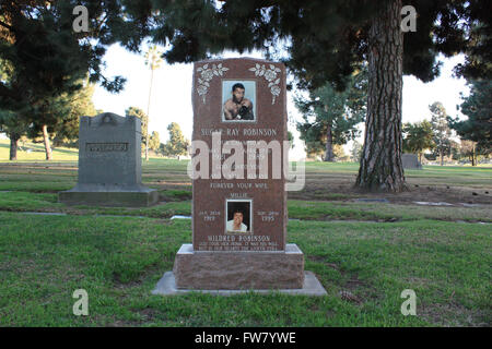 Letzte Ruhestätten - Inglewood Friedhof Park Berühmtheit.  Mitwirkende: Sugar Ray Robinson wo: Inglewood, Kalifornien, Vereinigte Staaten, wenn: 1. März 2016 Stockfoto