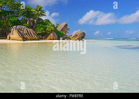 Traumstrand Source d ' Argent, Insel La Digue, Seychellen Stockfoto