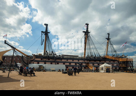 HMS Victory in Portsmouth Historic Dockyard, Großbritannien. Stockfoto