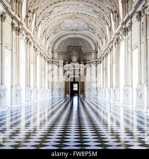 Ansicht der Galleria di Diana in Venaria Royal Palace, in der Nähe von Turin, Piemont Stockfoto