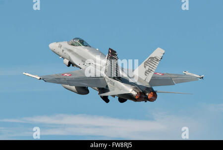 Ein Schweizer Luftwaffe F/A-18 C bei TLP in Spanien. Stockfoto