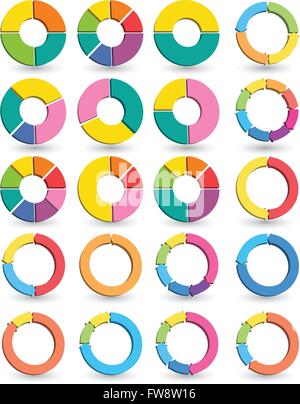 Reihe von verschiedenen Pfeil Kreisen isoliert auf weiß mit Schatten. Vektor-Illustration. Können für Druck und Web. Stock Vektor