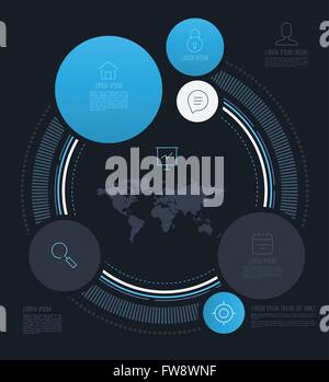 Abstrakt Kreis Info Vektorgrafiken mit Linie Symbole. Einsetzbar für Workflow-Layout, Grafik, Optionen, Webdesign, Business co Stock Vektor