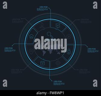 Vektor-Kreis-Business-Konzepte mit Linie Symbole / können für Infografik/Schleife Geschäftsbericht oder Plan / moderne Vorlage / Educa Stock Vektor