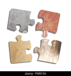 3D-Rendering des Puzzle-Set aus Granit, Stein und Karton Stücke Stockfoto