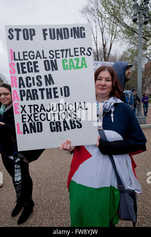 Sonntag, 20. März 2016, Washington, DC USA: Anti-israelische Demonstranten Kundgebung vor dem weißen Haus gegen AIPAC - USA Stockfoto