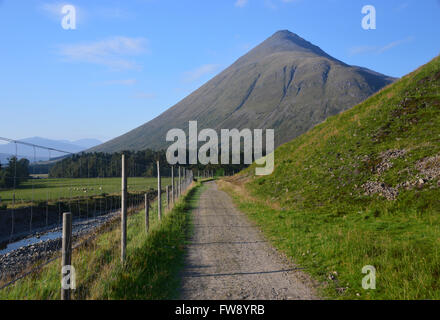 Der West Highland so Long Distance Fußweg nördlich von Tyndrum mit Munro Beinn Dorain auf die Skyline. Stockfoto