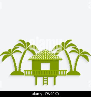 Bungalow mit Palmen. Vektor-Illustration - Eps 10 Stock Vektor