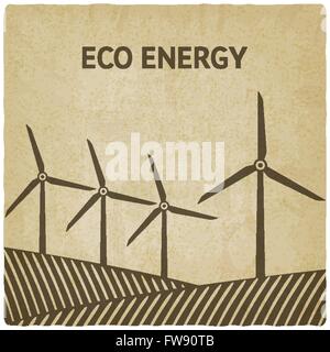 Windkraftanlage im Bereich alte Hintergrund Stock Vektor