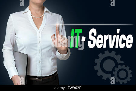 IT-Service-Touchscreen gesteuert Geschäftsfrau Hintergrund. Stockfoto