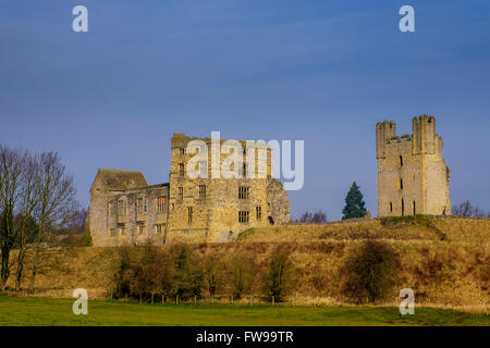 Helmsley Castle - eine mittelalterliche Burg befindet sich in der Stadt von Helmsley North Yorkshire England Markt Stockfoto