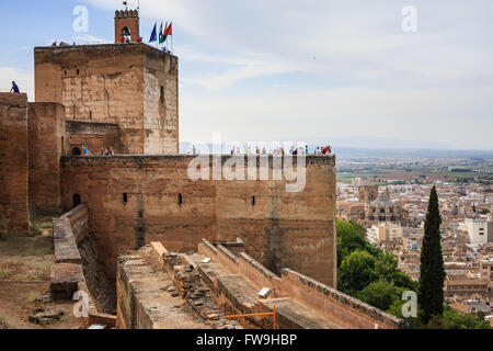 Alcazaba maurischen Festung in der Alhambra von Granada, Spanien. Stockfoto