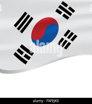 Wehende Flagge von Südkorea isoliert auf weißem Hintergrund Stock Vektor