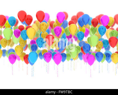 Bunte Party Luftballons Multi Farbe isoliert auf weißem Hintergrund Stockfoto