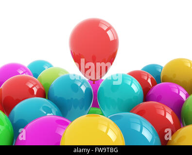 Party Luftballons Multi Farbe isoliert auf weißem Hintergrund Stockfoto