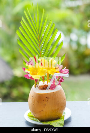 Welcome-Drink im Maritim-Hotel in Mauritius. Stockfoto